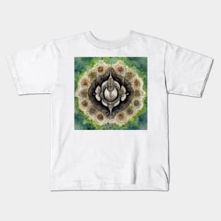 Watercolor Fractal Mandala Elephant Zentangle Kids T-Shirt